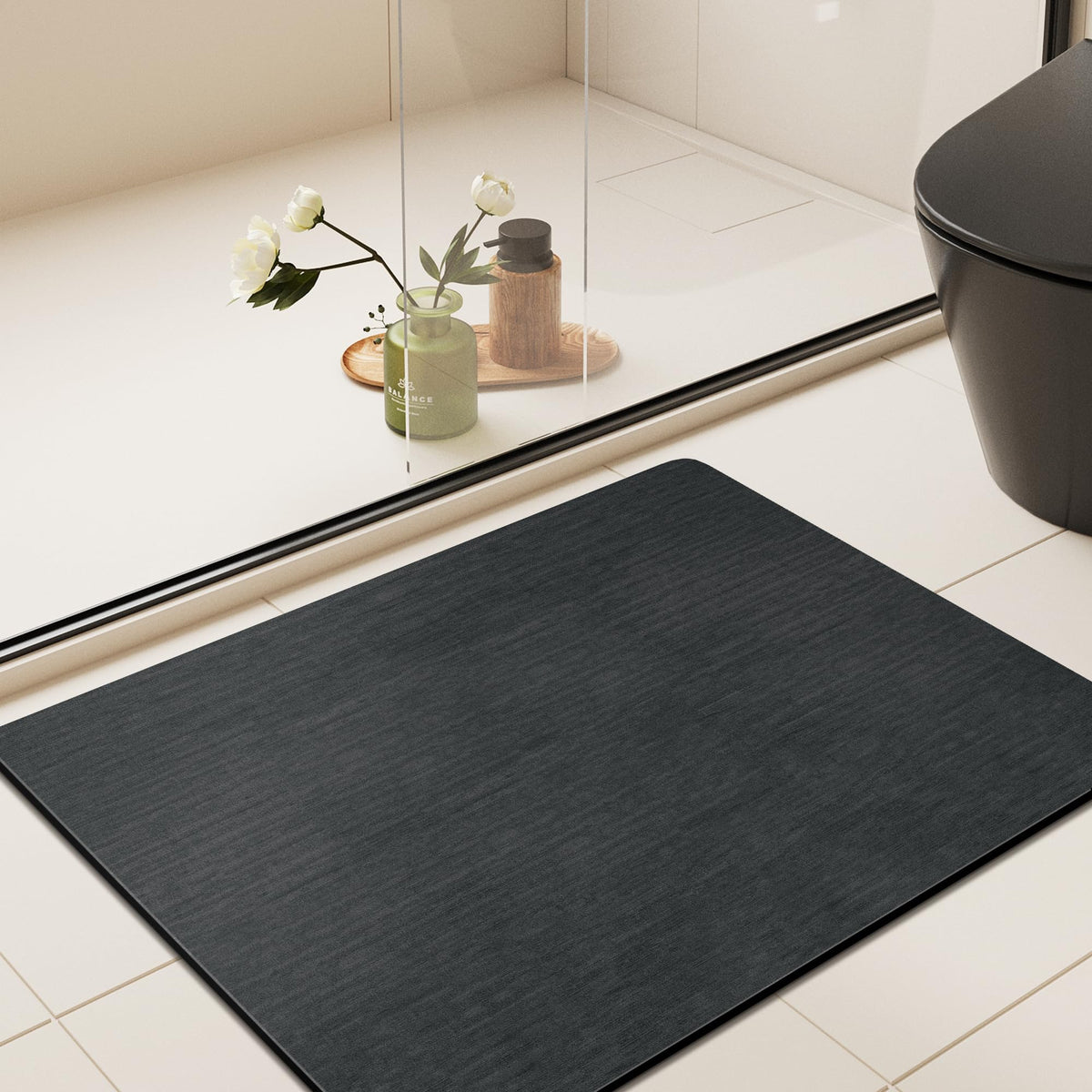 Mecko Bath Mat 16"x24",Ultra Thin Bathroom Rug fit Under Door Light Grey