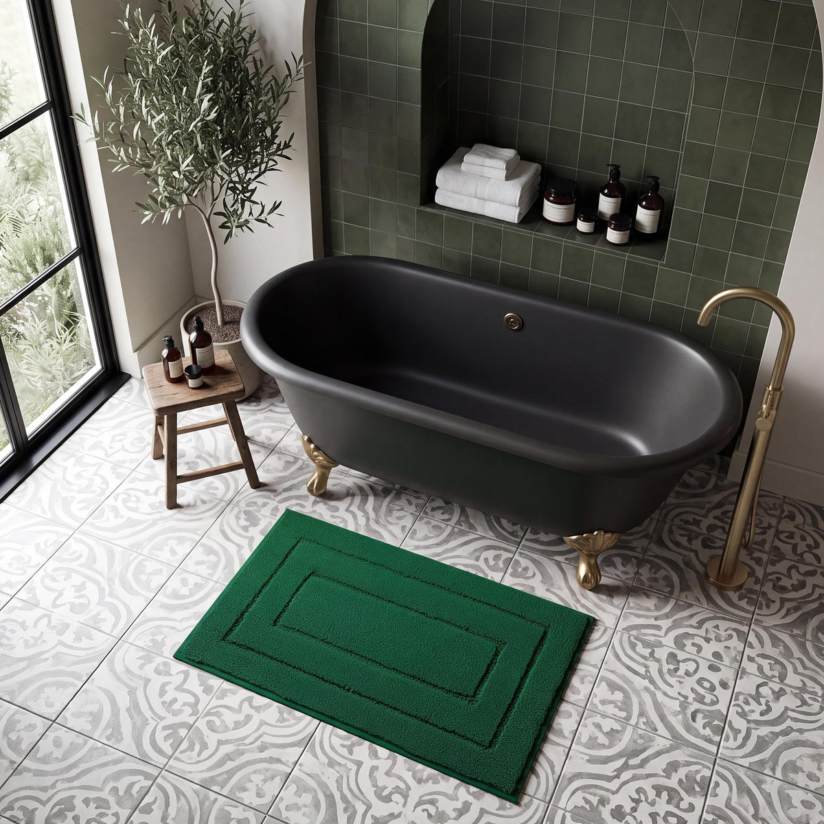 GRANNY SAYS Gray Bathroom Rug 20" x 30", Non-Slip Microfiber Bath Mat