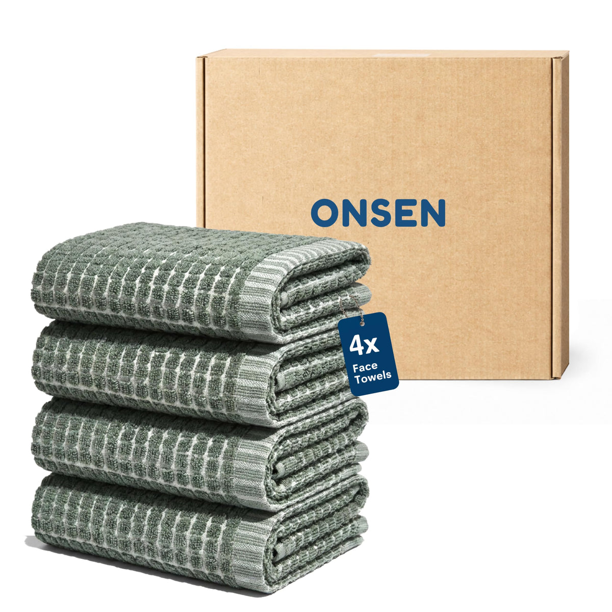 ONSEN Sculpted Terry Bath Towels, 100% American Cotton, Quick Dry Lint Free, Lightweight Absorbent Bath Towel Set with Hanging Loop, 28x55 in (Grey Fog, 2X Bath Towel)