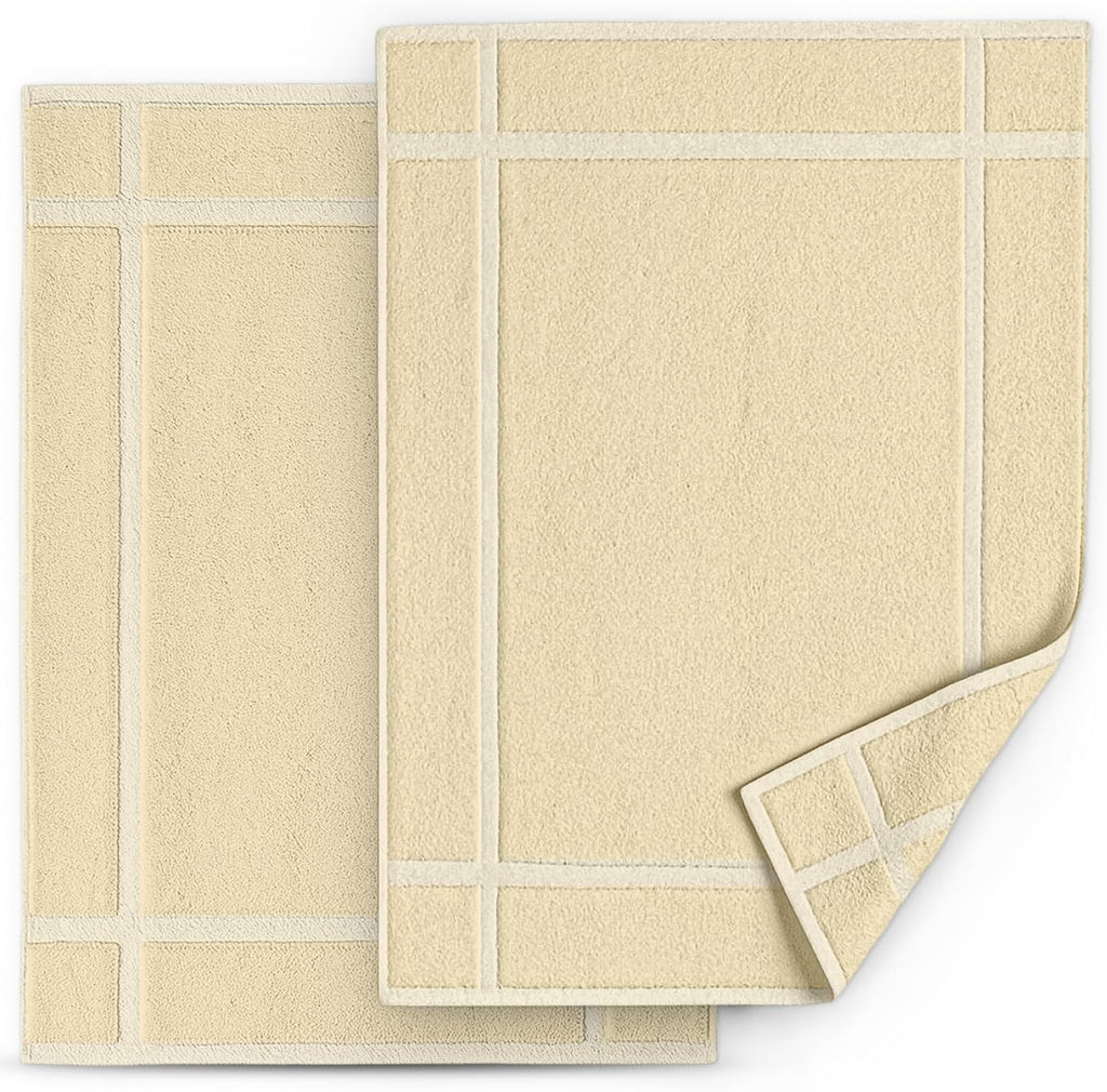 Pearl Linens 100% Ring Spun Cotton Bath Mat (Pack of 2) 18 x 25 Inch, Washable, Soft & Absorbent Terry Bathroom Floor Mat – Not Bathroom Rugs – Quick-Dry After Shower Bath Mat, 781 GSM, Light Grey