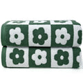 2-Pieces Luxury Bath Towels Checkered Floral, Pink Towels for Women Girls