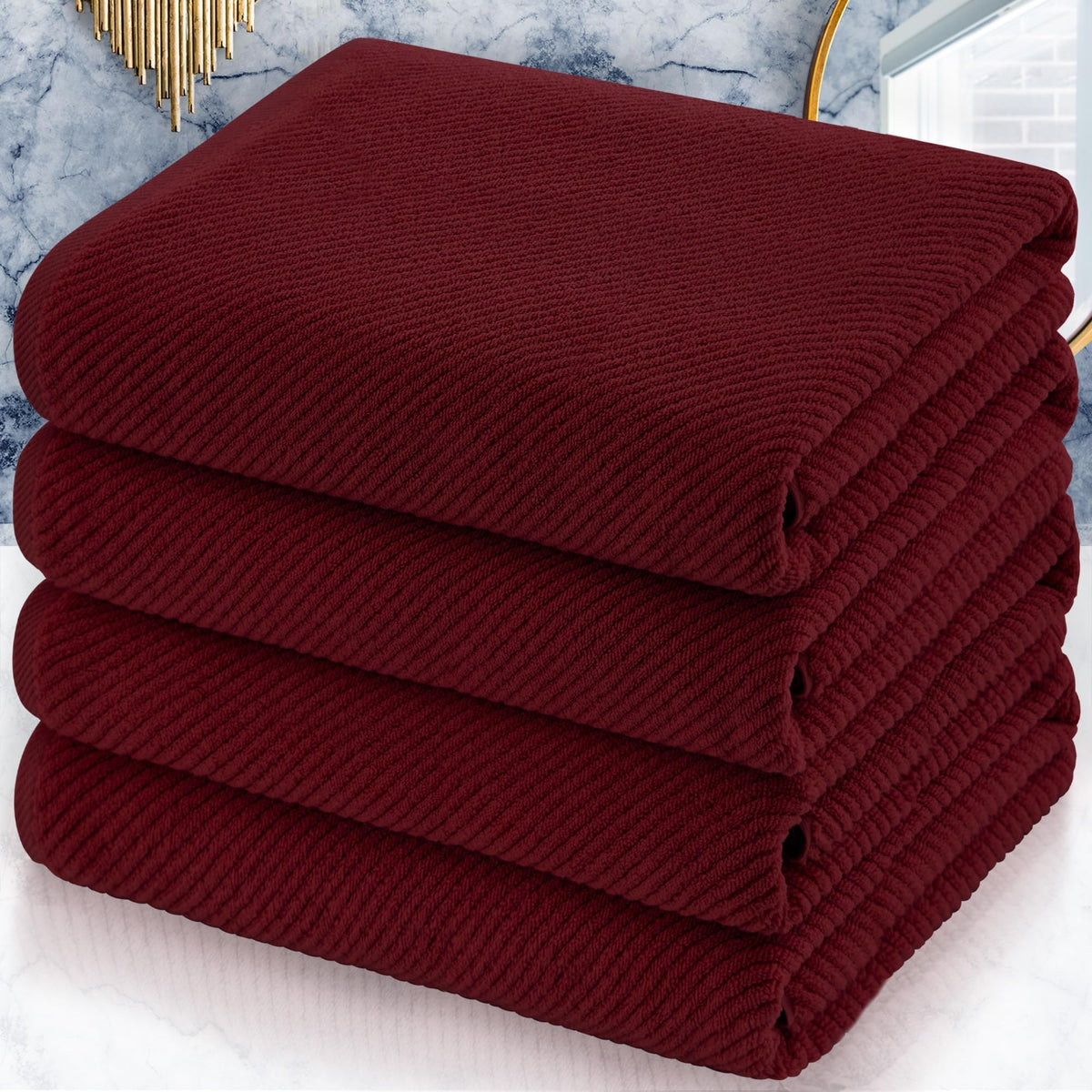 VOOVA & MOVAS 6PC Towel Set, 100% Cotton, Dark Grey