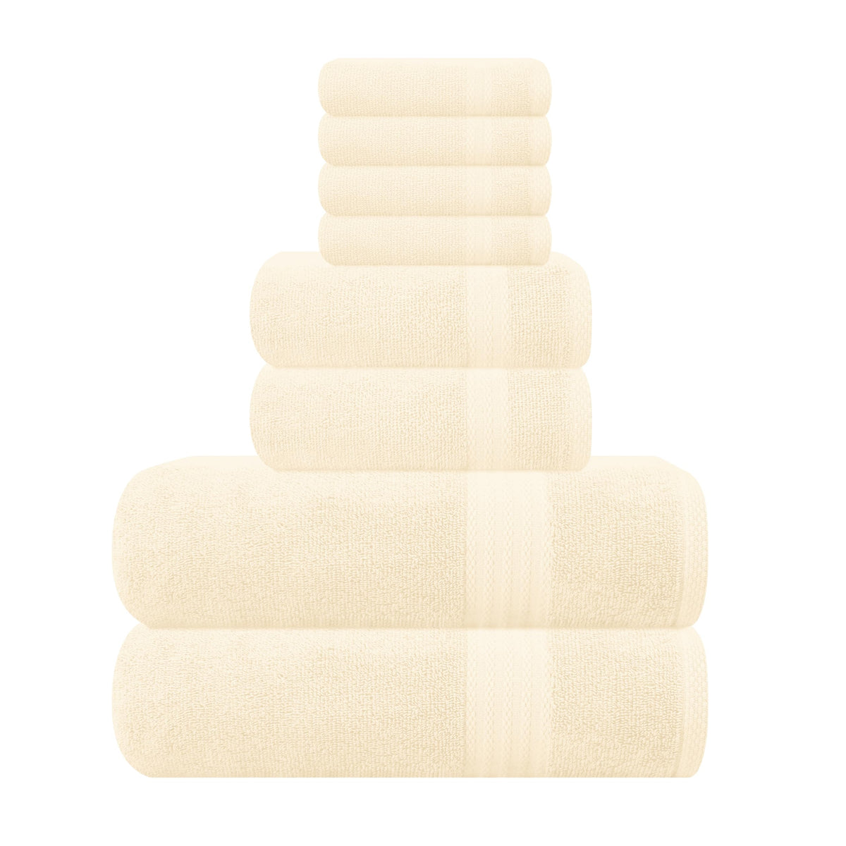 GLAMBURG Ultra Soft 8-Piece Towel Set - 100% Pure Ringspun Cotton, Contains 2 Oversized Bath Towels 27x54, 2 Hand Towels 16x28, 4 Wash Cloths 13x13 - Ideal for Everyday use, Hotel & Spa - Black