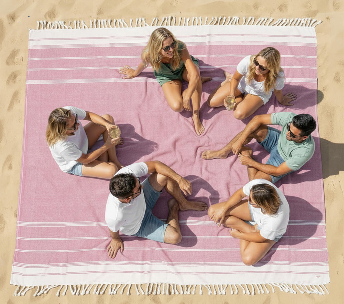 LANE LINEN Turkish Towels 6 Pcs, Beach Towels Oversized, Soft - Beach Party