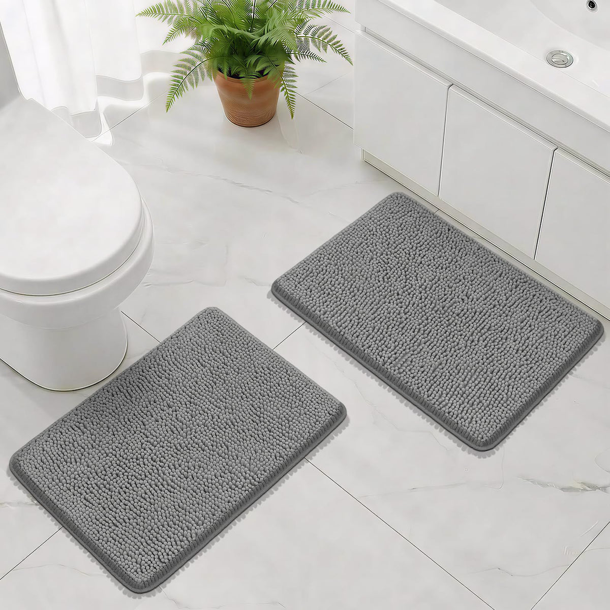 Bcoimo Small Bath Rug Mat,Sage Chenille High Absorbent Bathroom Floor Mats
