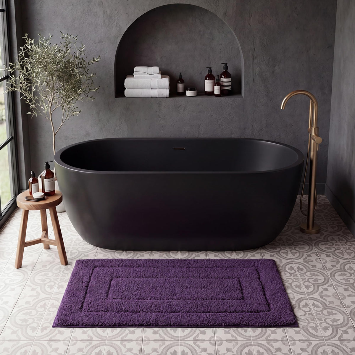 GRANNY SAYS Gray Bathroom Rug 20" x 30", Non-Slip Microfiber Bath Mat