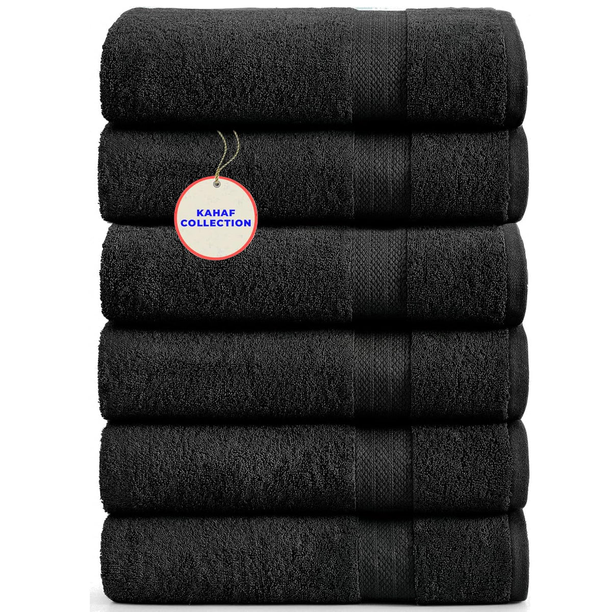 KAHAF COLLECTION 100% Cotton Bath Towel Set, White 24x48 Pack of 6 Towels, Quick Dry, Highly Absorbent, Soft Feel Towel, Gym, Spa, Bathroom, Shower, Pool, Luxury Soft Towels Light-Weight