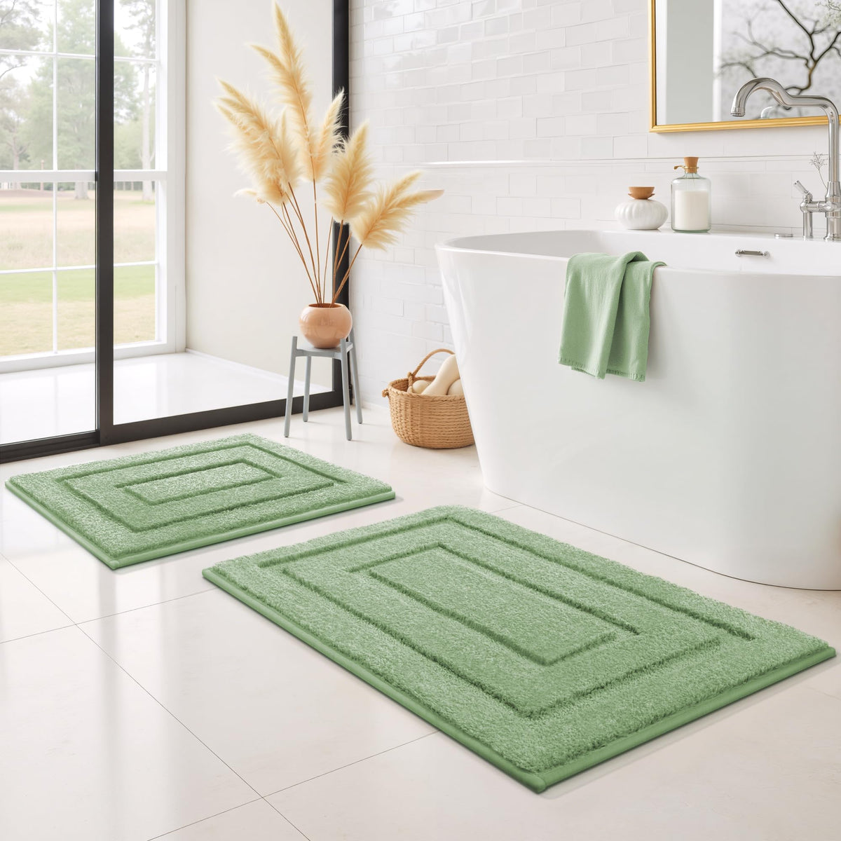 GRANNY SAYS Gray Bathroom Rug 20" x 30", Non-Slip Microfiber Bath Mat