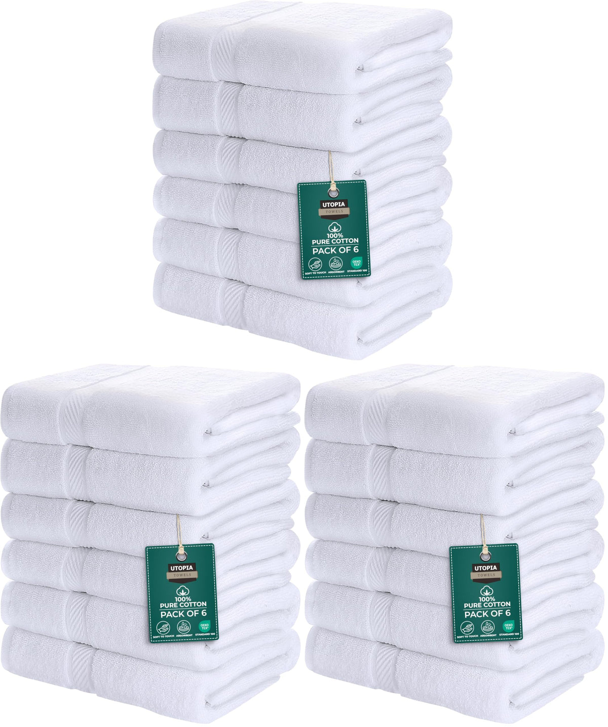 Utopia Towels 6 Pack Medium Bath Towels, 24x48 in, 500 GSM Cotton, Grey