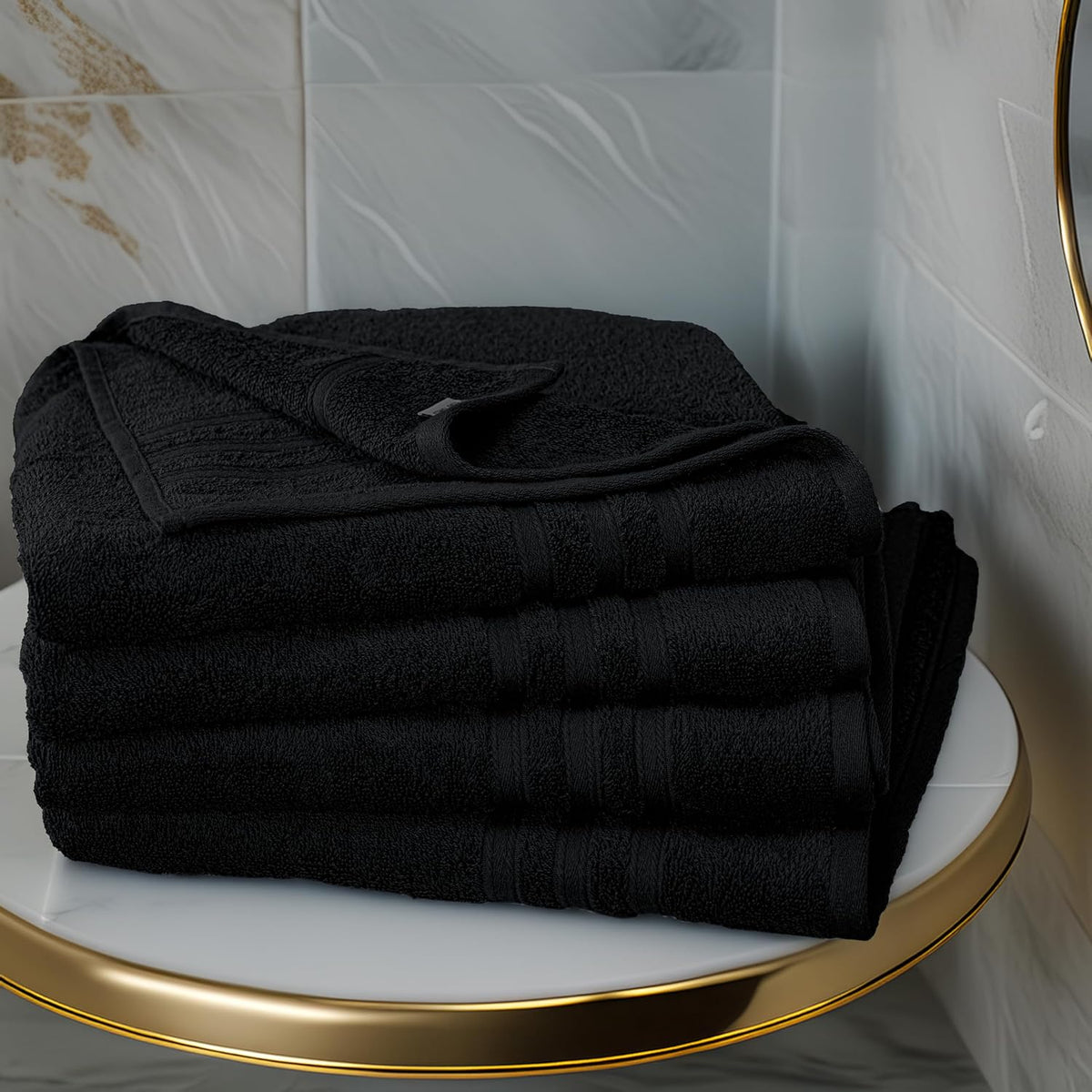 Tens Towels 4 Piece Bath Towels 27x54 Inches, Black
