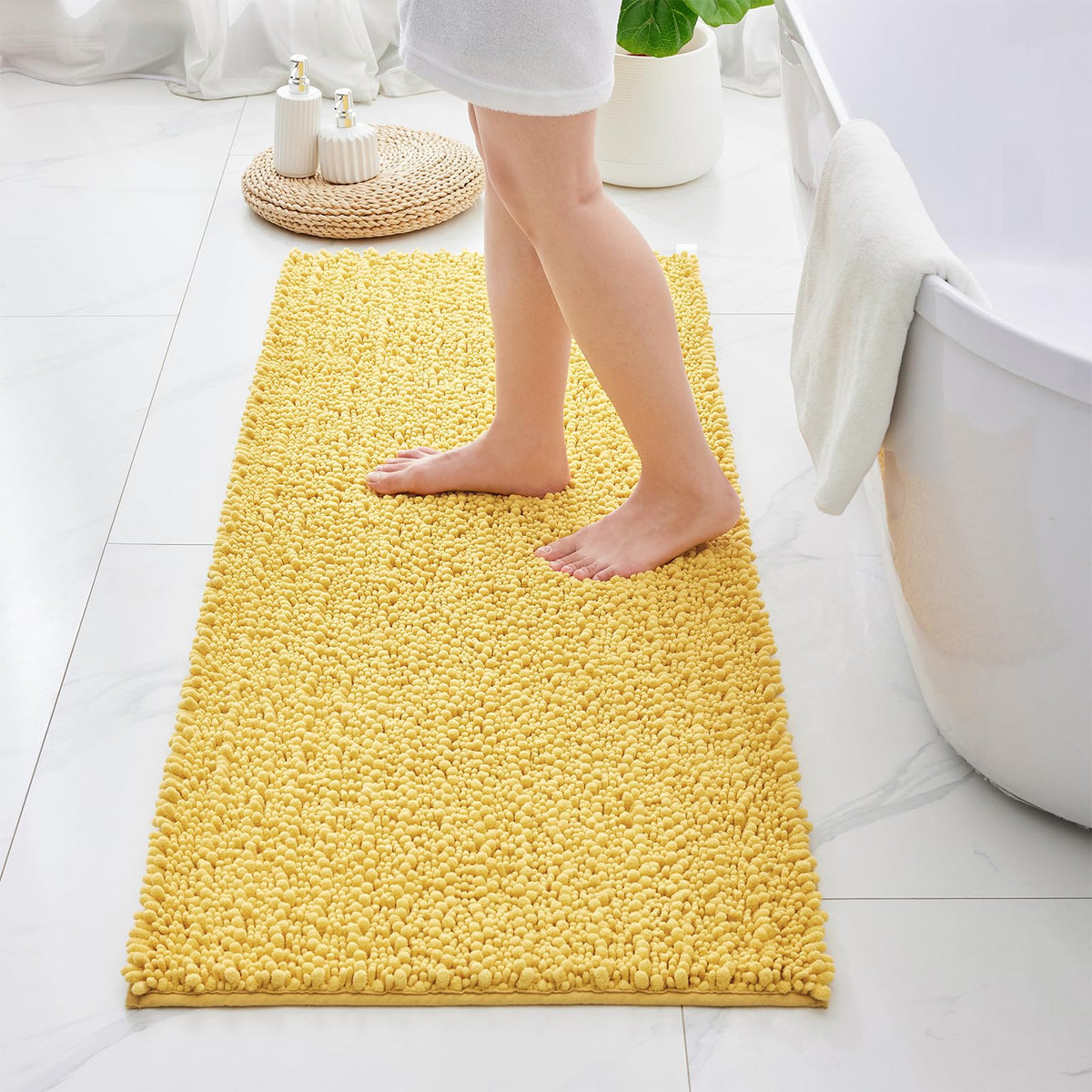 ILANGO Bathroom Rugs Dark Grey 32x20,Extra Soft Absorbent Chenille Bath Rugs,Thick Non-Slip Shaggy Bath Mat,Machine Washable Quick Dry Bath Mats for Bathroom Floor, Tub, Shower Accessories