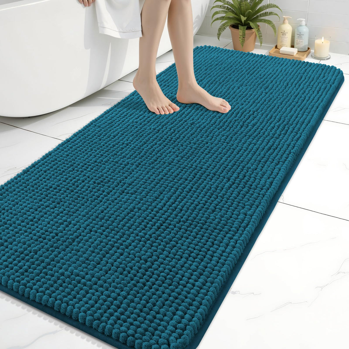 Arotive Chenille Bathroom Rugs 30x20, Soft Absorbent Bath Mat, Grey