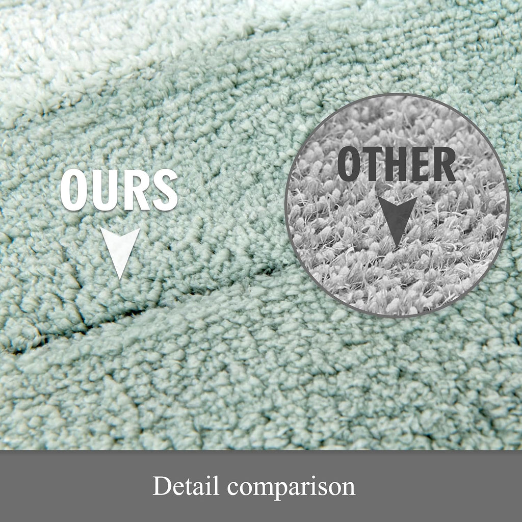 Kmson Ombre Bath Mat for Bathroom, Non Slip Ultra Soft and Thick Water Absorbent Bath Carpet, Machine Washable & Quick Dry Bathroom Rug, for Bedroom Door Living Room Green 17" x 24"
