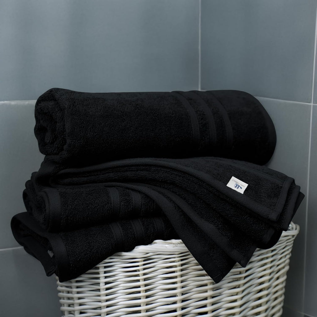Tens Towels 4 Piece Bath Towels 27x54 Inches, Black