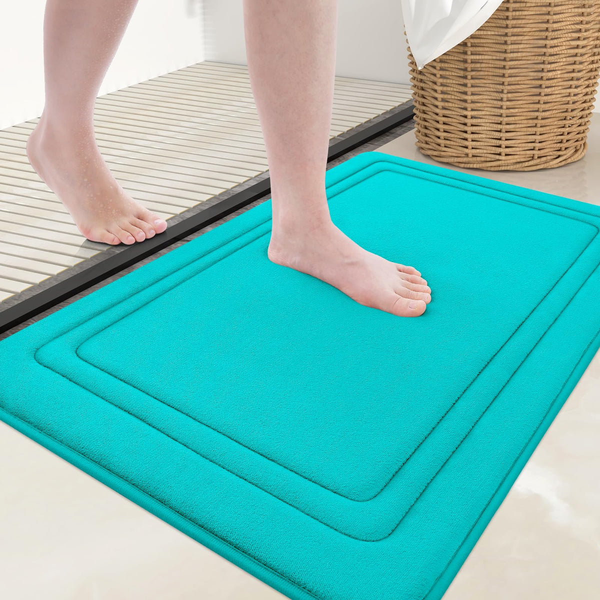 Grandaily Memory Foam Bath Mat Rug 30x20, Ultra Soft, Non-Slip and Absorbent Bathroom Rugs, Machine Wash Dry, Comfortable Bath Carpet for Bathroom Floor, Tub and Shower, Black