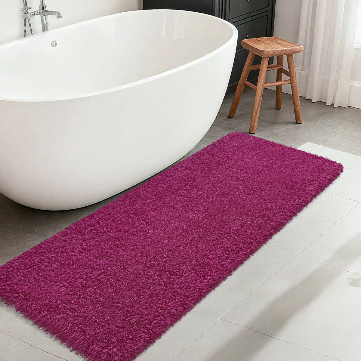 White Bathroom Rugs Non Slip 24"x16",Absorbent Bath Mat Quick Dry