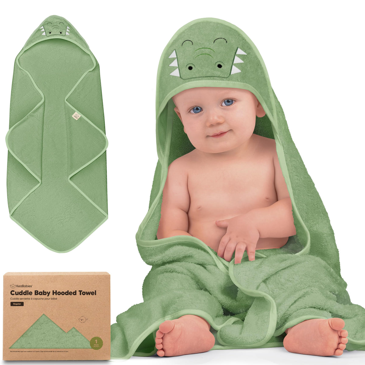 KeaBabies Hooded Baby Towel for Newborn, Baby Bath Towels (Duck, 35x35)