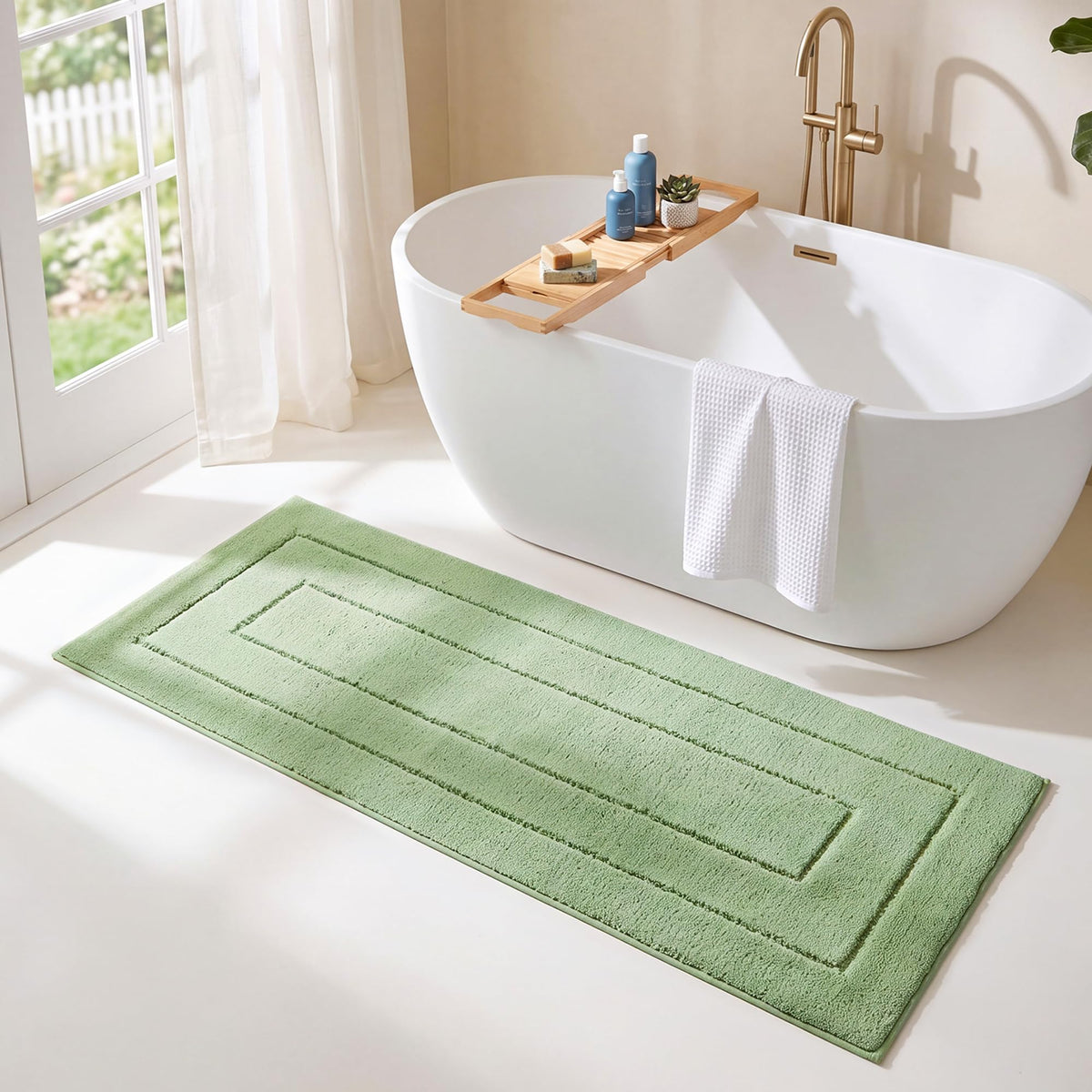 GRANNY SAYS Gray Bathroom Rug 20" x 30", Non-Slip Microfiber Bath Mat
