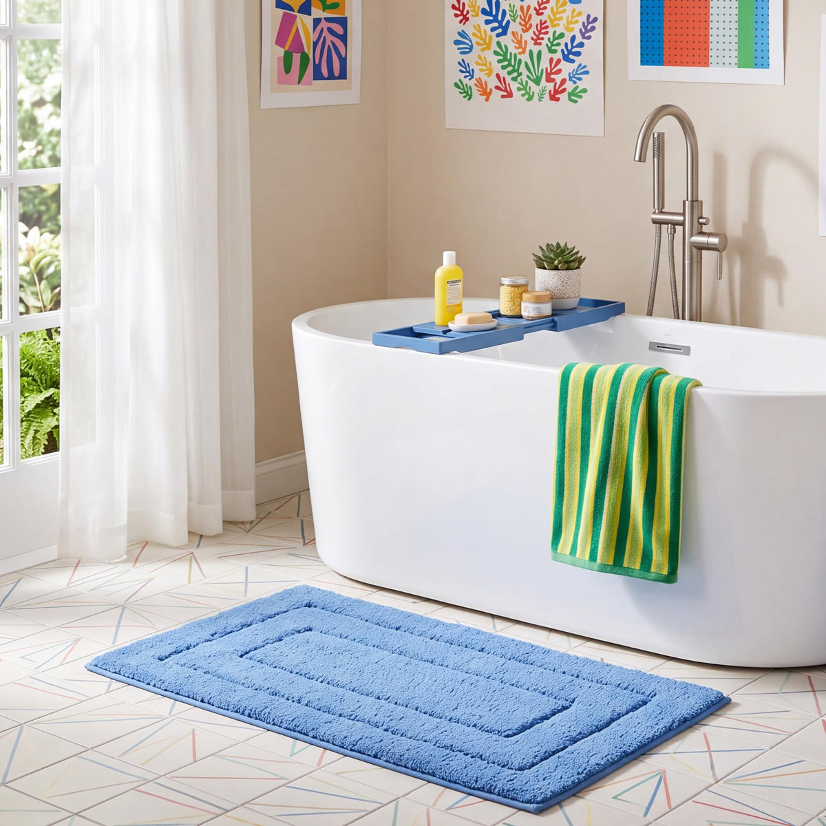GRANNY SAYS Gray Bathroom Rug 20" x 30", Non-Slip Microfiber Bath Mat