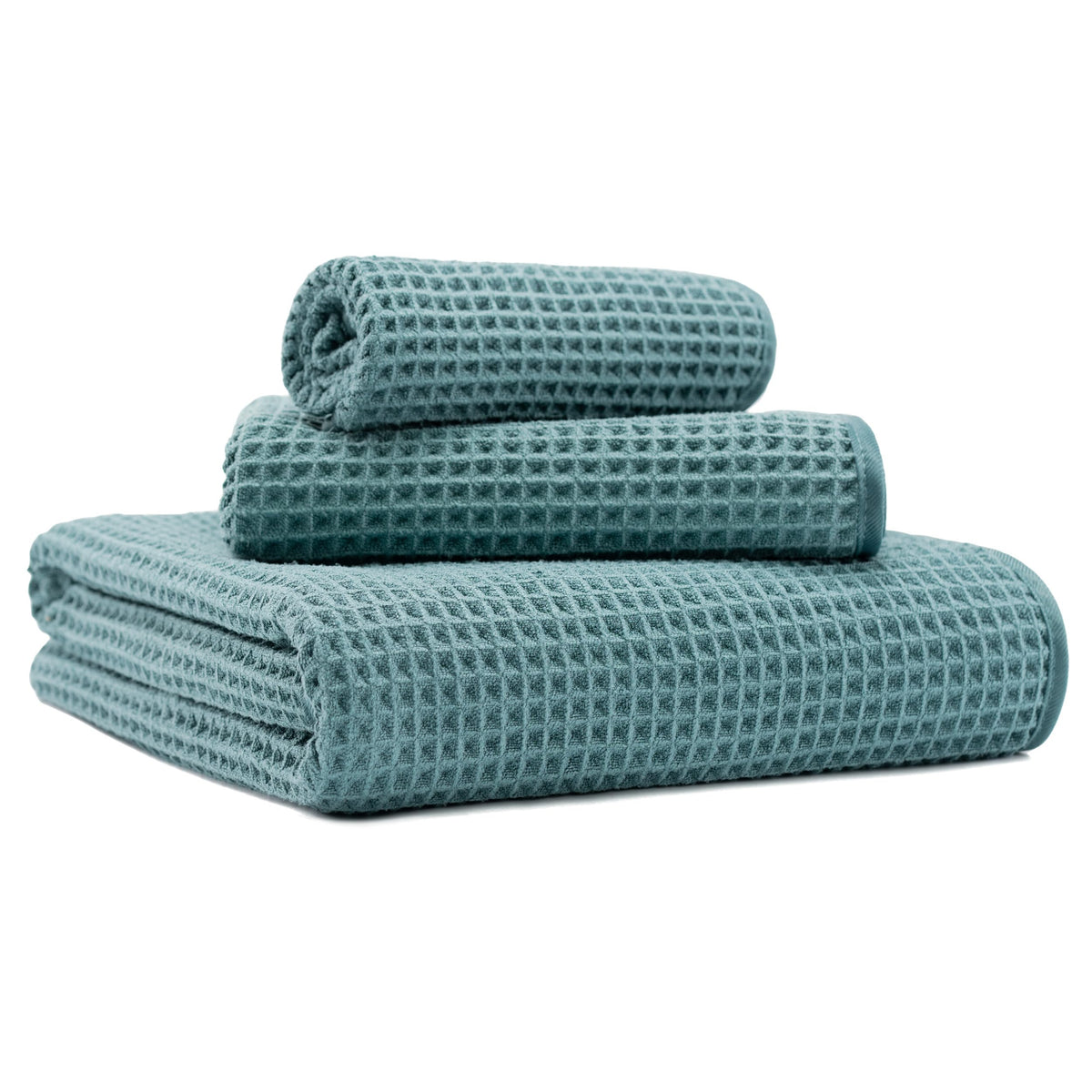 MICROFI Microfiber Waffle Bath Towels, 3 Pieces, Oversized, Soft, Absorbent, Fast Drying, Lint Free, Includes Bath, Face and Hand Towels 430 GSM