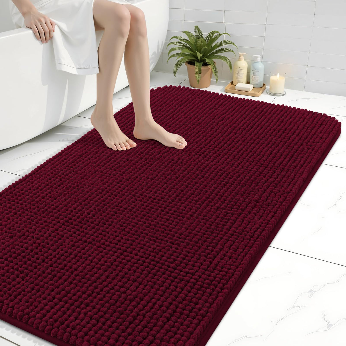 Arotive Chenille Bathroom Rugs 30x20, Soft Absorbent Bath Mat, Grey