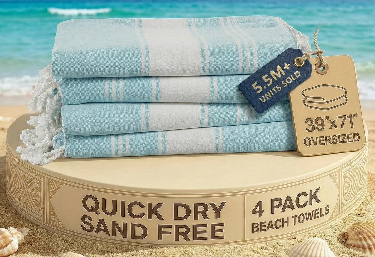 LANE LINEN Turkish Towels 6 Pcs, Beach Towels Oversized, Soft - Beach Party