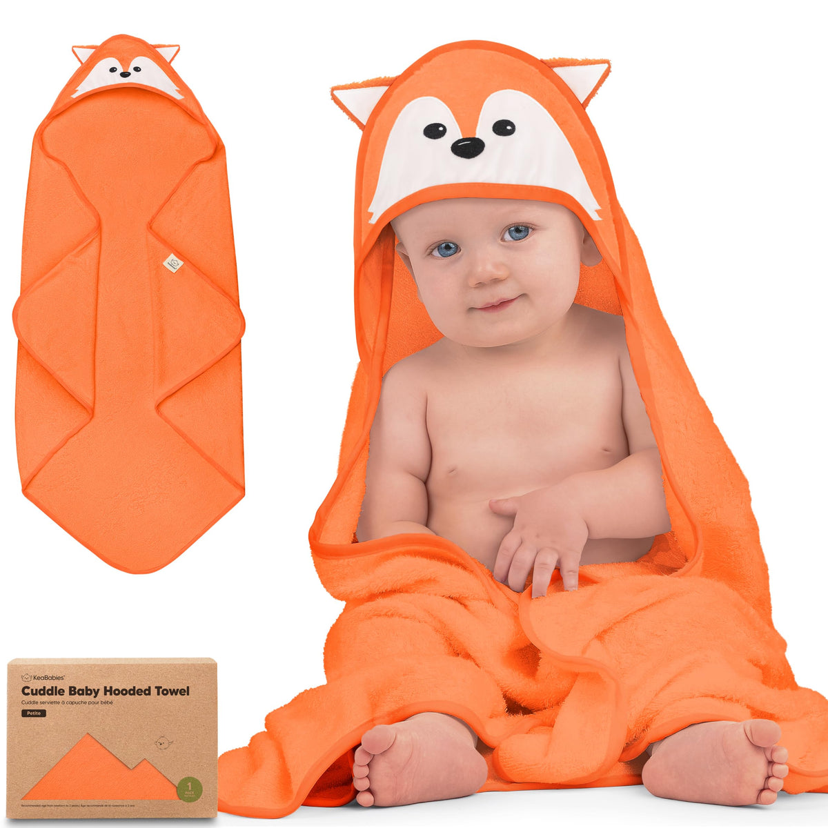 KeaBabies Hooded Baby Towel for Newborn, Baby Bath Towels (Duck, 35x35)