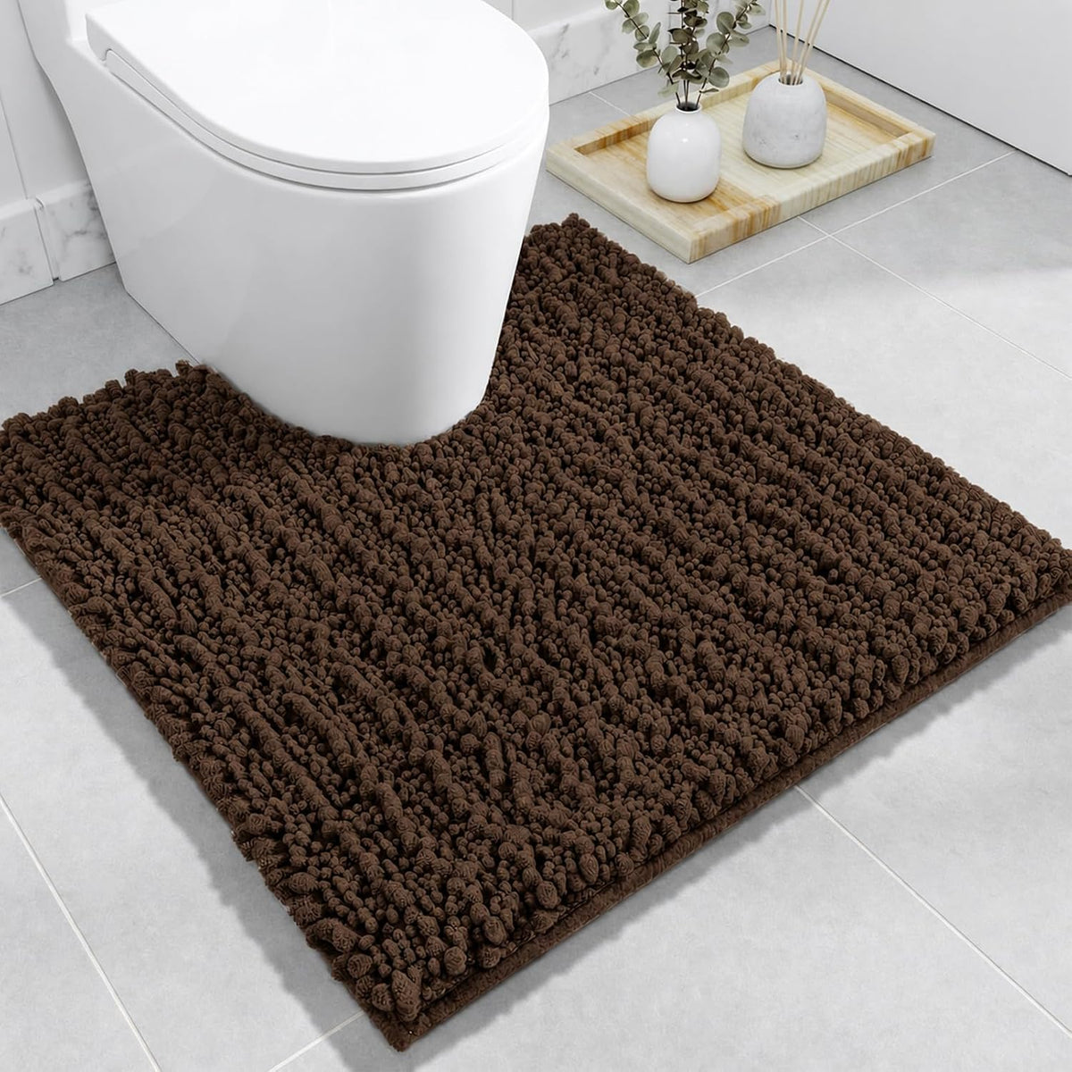 Disolla Navy Blue Bathroom Rug 20x32 Inch - Luxury Chenille Bath Mat, Thick Shaggy Plush Absorbent Rug, Non-Slip Machine Washable Mats for Bathroom Floor & Decor