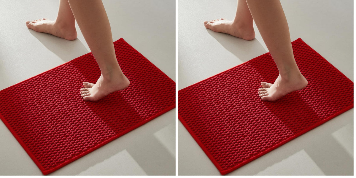 TYUU Bathroom Rugs Non Slip Washable, Super Absorbent Thin Bath Mat Small Quick Dry Low Pile Bathroom Rug, Dark Grey 16"x24"