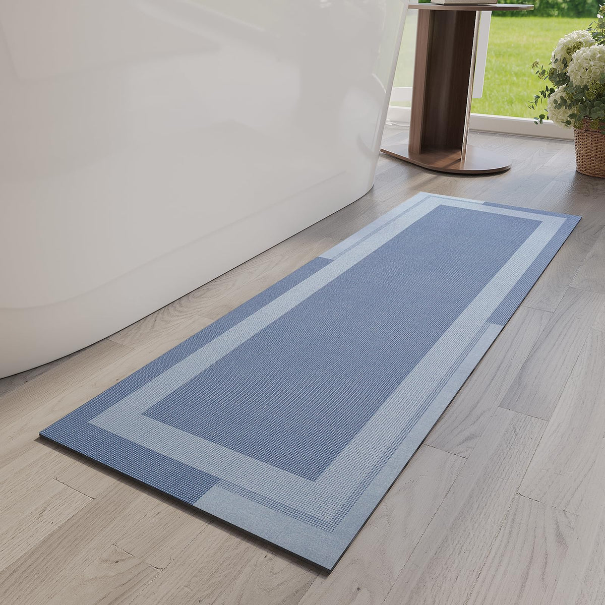 YDKGL Non Slip Bath Mat Thin Bathroom Rugs Fit Under Door Dark Grey 16"x24"