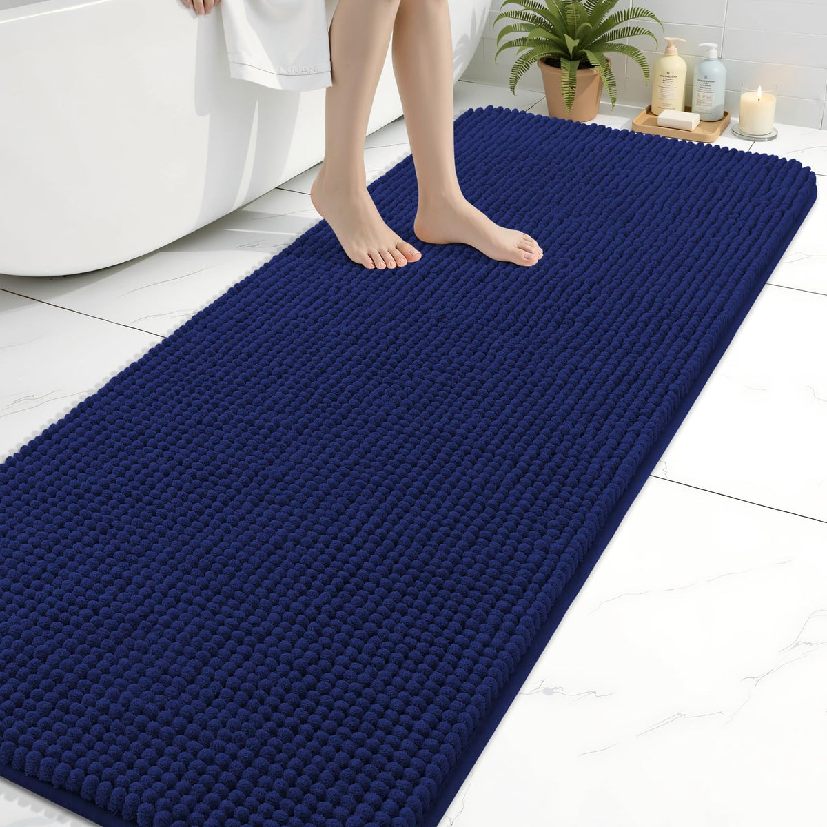 Arotive Chenille Bathroom Rugs 30x20, Soft Absorbent Bath Mat, Grey