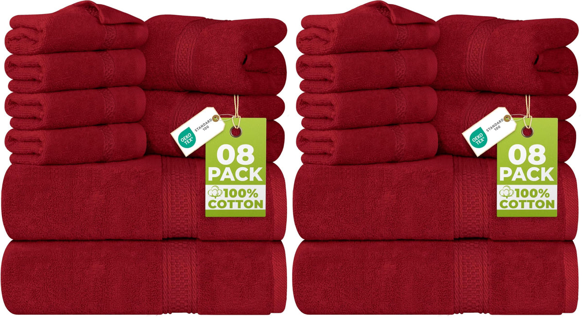 Utopia Towels 8 Piece Majestic Plush Luxury Towel Set, Cotton, Grey