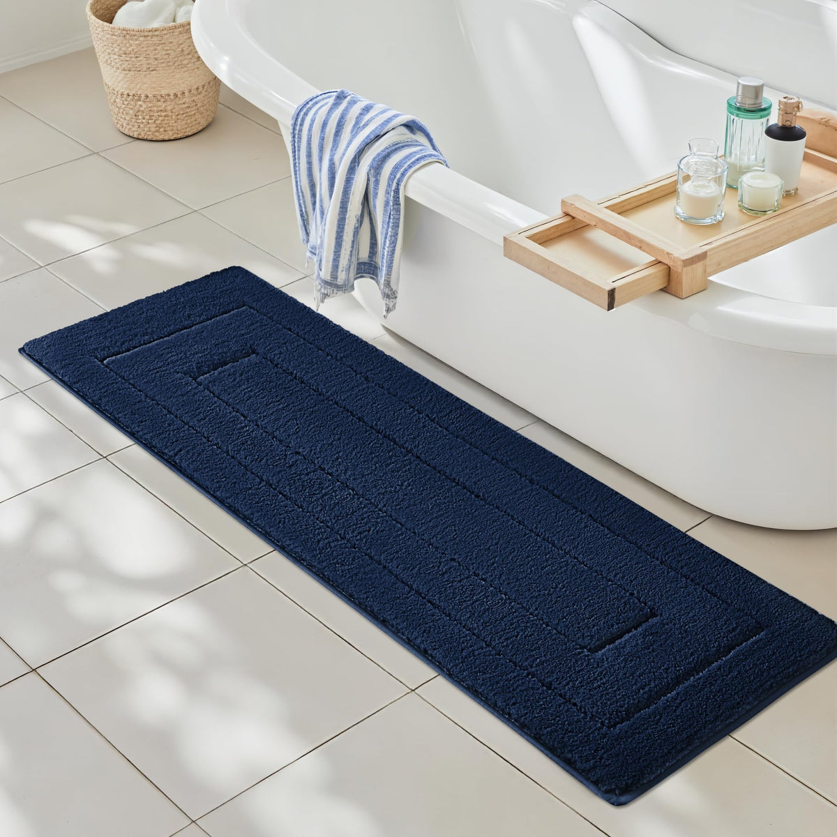 GRANNY SAYS Gray Bathroom Rug 20" x 30", Non-Slip Microfiber Bath Mat