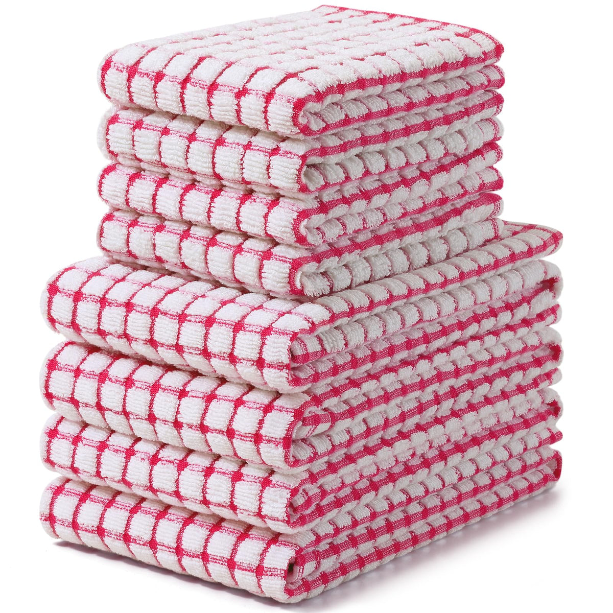 Homaxy Kitchen Towels and Dishcloths Set, Set of 8, Blue/Yellow/Red/Green
