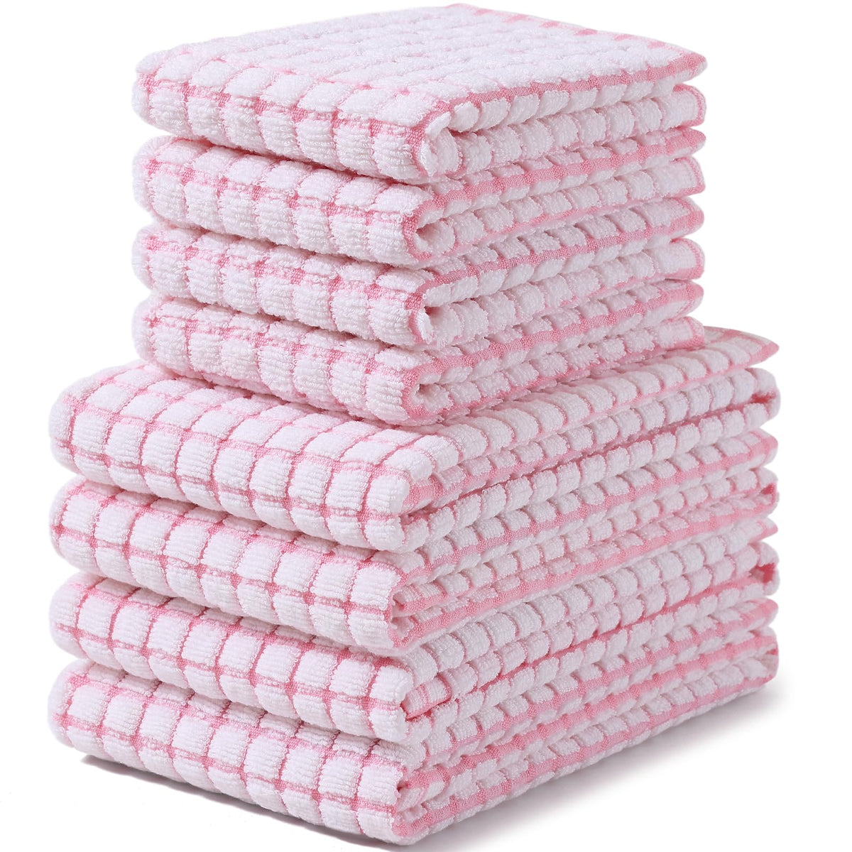Homaxy Kitchen Towels and Dishcloths Set, Set of 8, Blue/Yellow/Red/Green