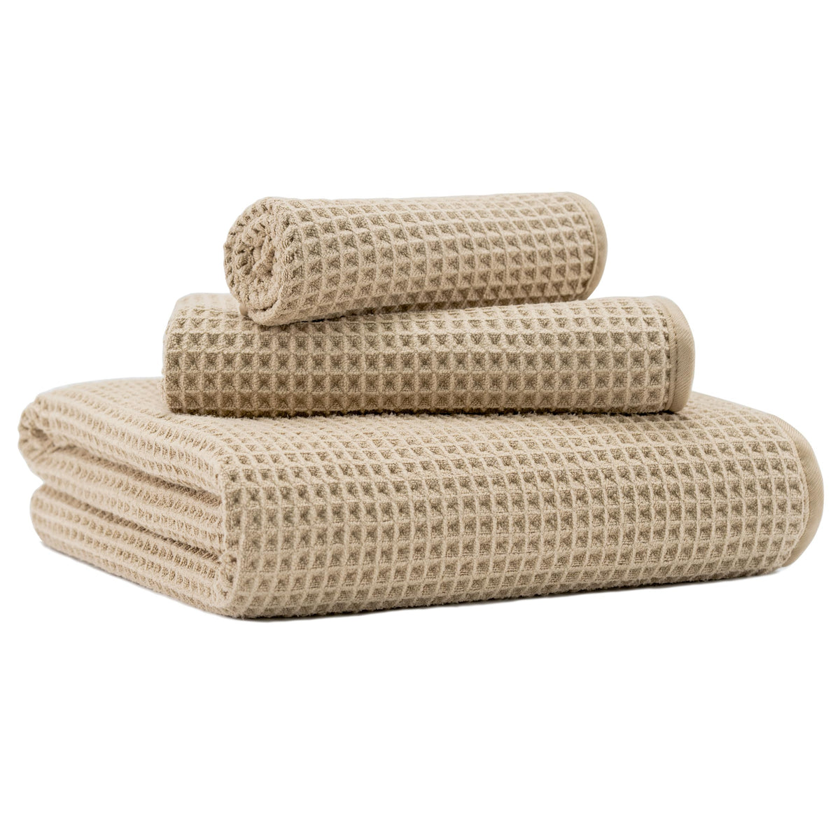 MICROFI Microfiber Waffle Bath Towels, 3 Pieces, Oversized, Soft, Absorbent, Fast Drying, Lint Free, Includes Bath, Face and Hand Towels 430 GSM