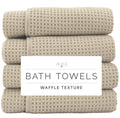 S&T INC. Aura Waffle Bath Towels, 4 Pack, 30" x 60", Beige