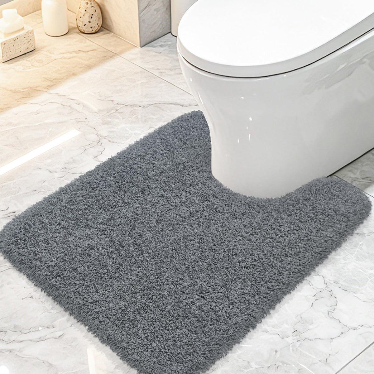 White Bathroom Rugs Non Slip 24"x16",Absorbent Bath Mat Quick Dry