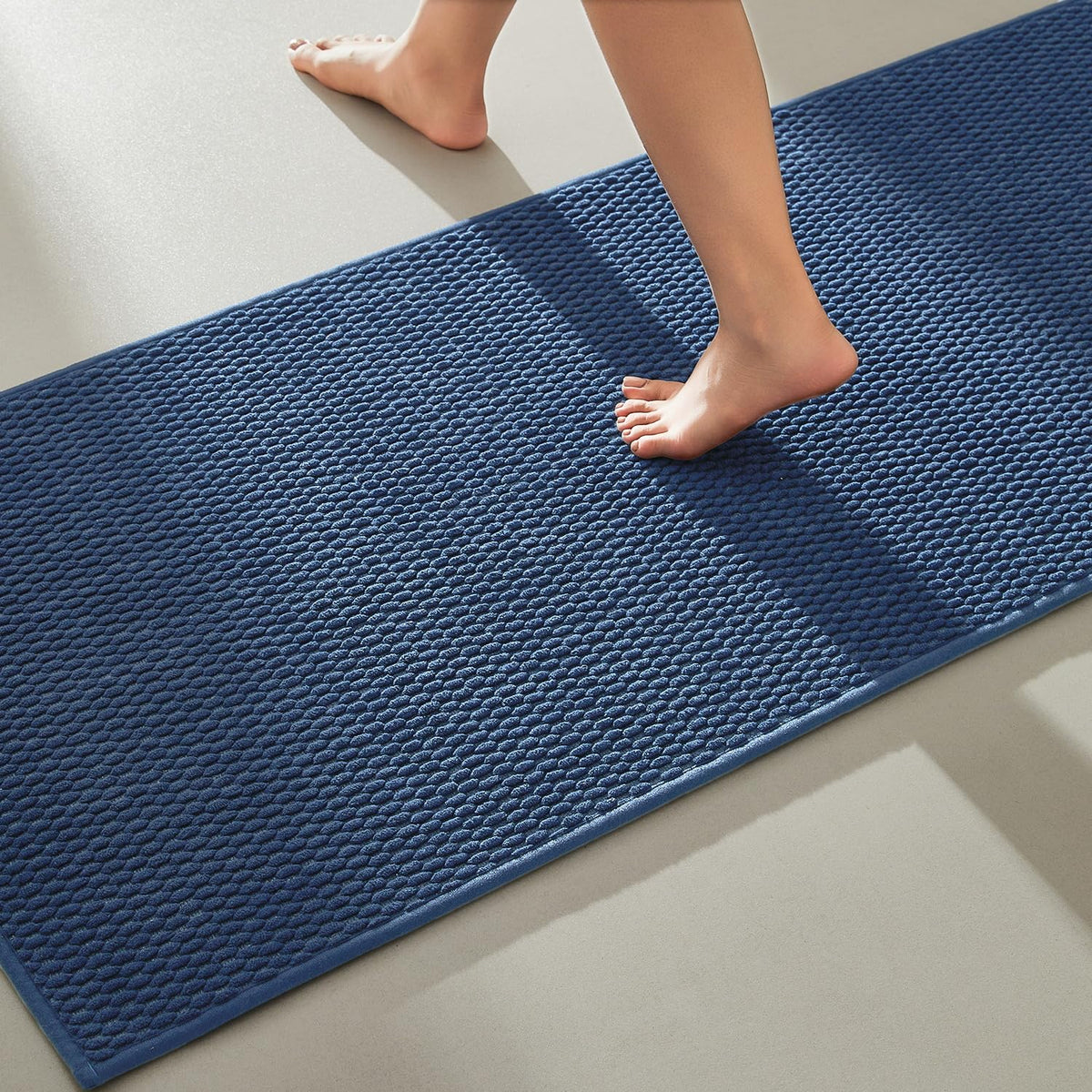 TYUU Bathroom Rugs Non Slip Washable, Super Absorbent Thin Bath Mat Small Quick Dry Low Pile Bathroom Rug, Dark Grey 16"x24"