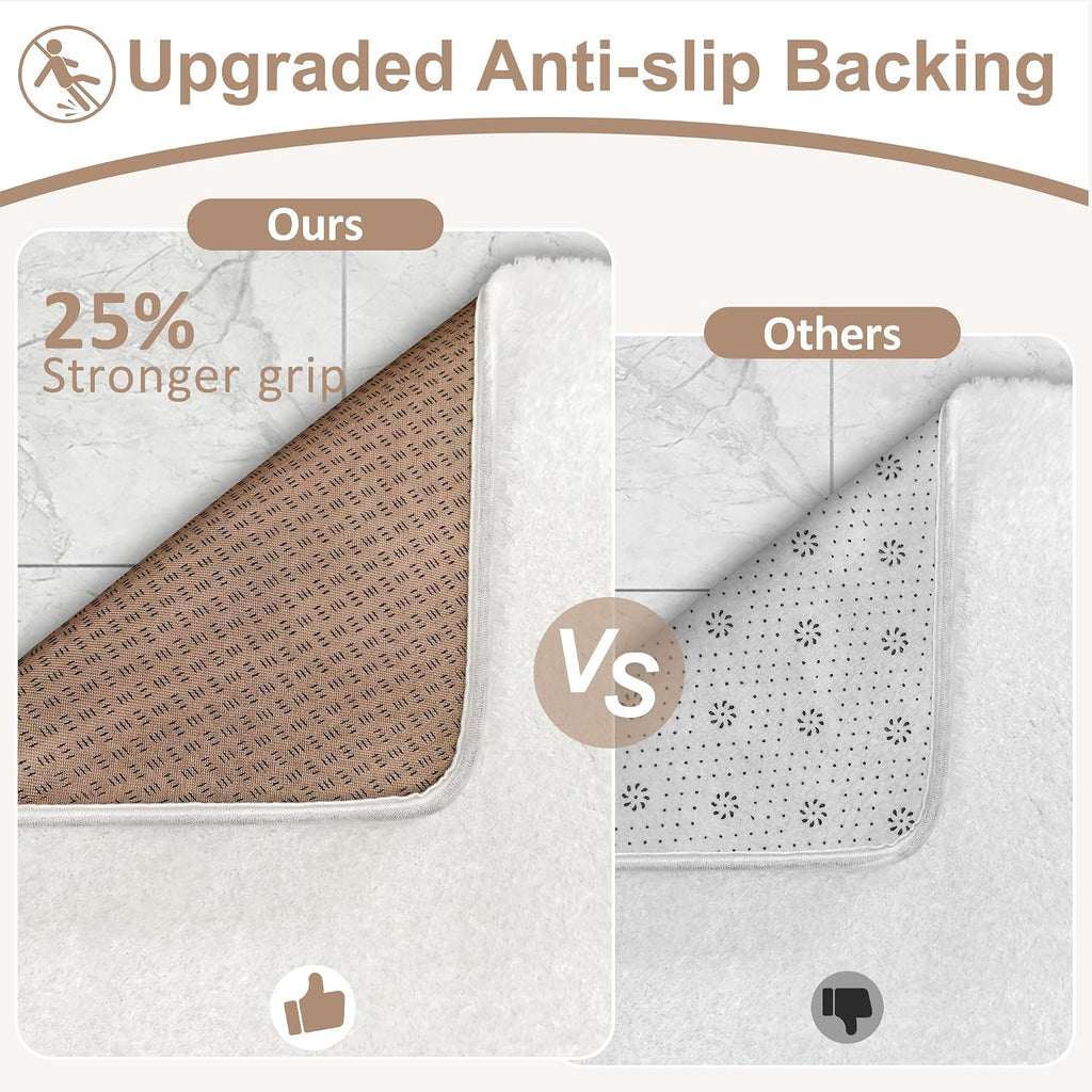 White Bathroom Rugs Non Slip 24"x16",Absorbent Bath Mat Quick Dry