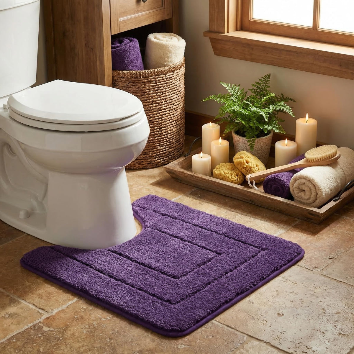 GRANNY SAYS Gray Bathroom Rug 20" x 30", Non-Slip Microfiber Bath Mat