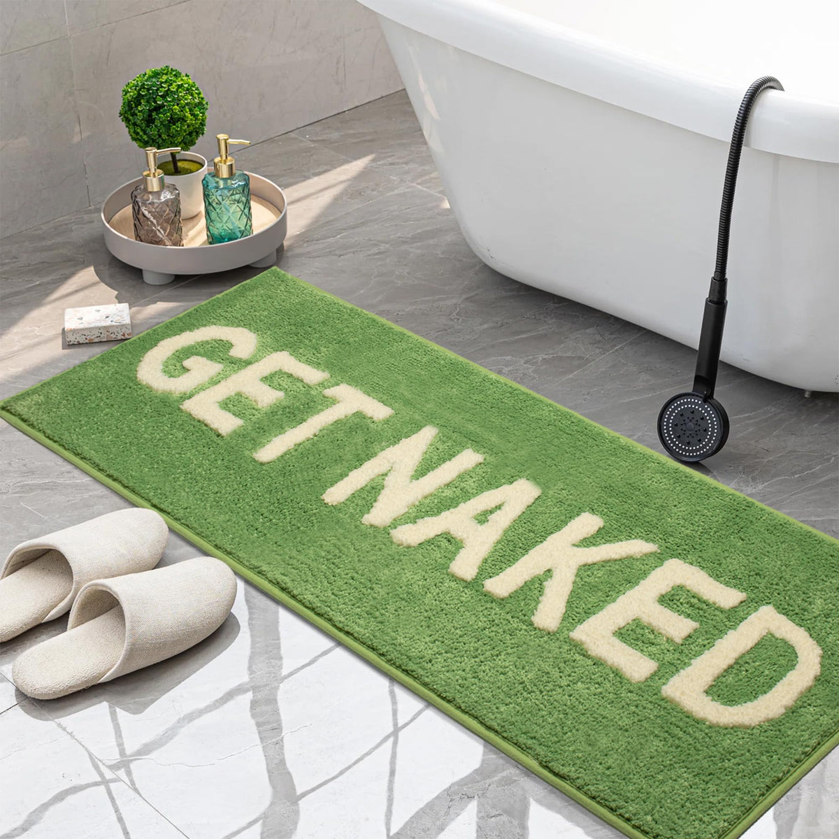 KOEXM Get Naked Bath Mat Black Cute Bathroom Rugs 16" x 24" Non Slip