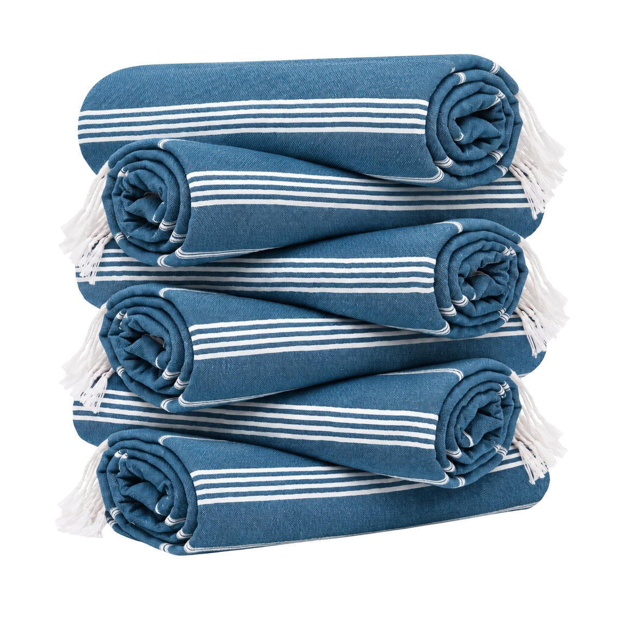 HAVLULAND Turkish Beach Towels, Set of 6, Oversized 72" x 40", 100% Cotton