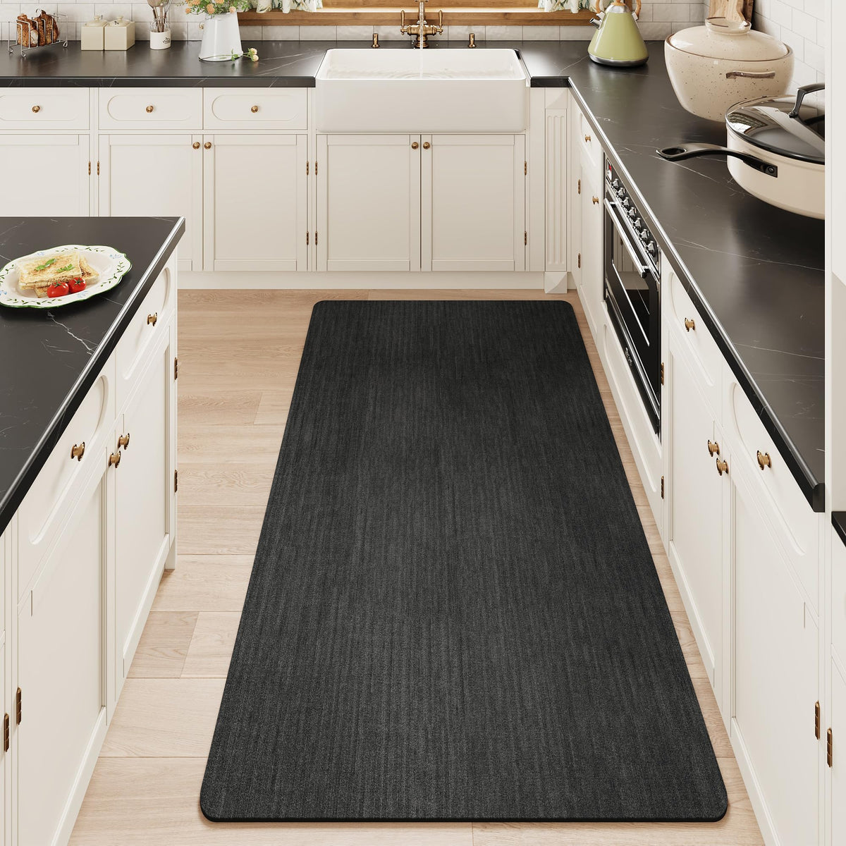 Mecko Bath Mat 16"x24",Ultra Thin Bathroom Rug fit Under Door Light Grey