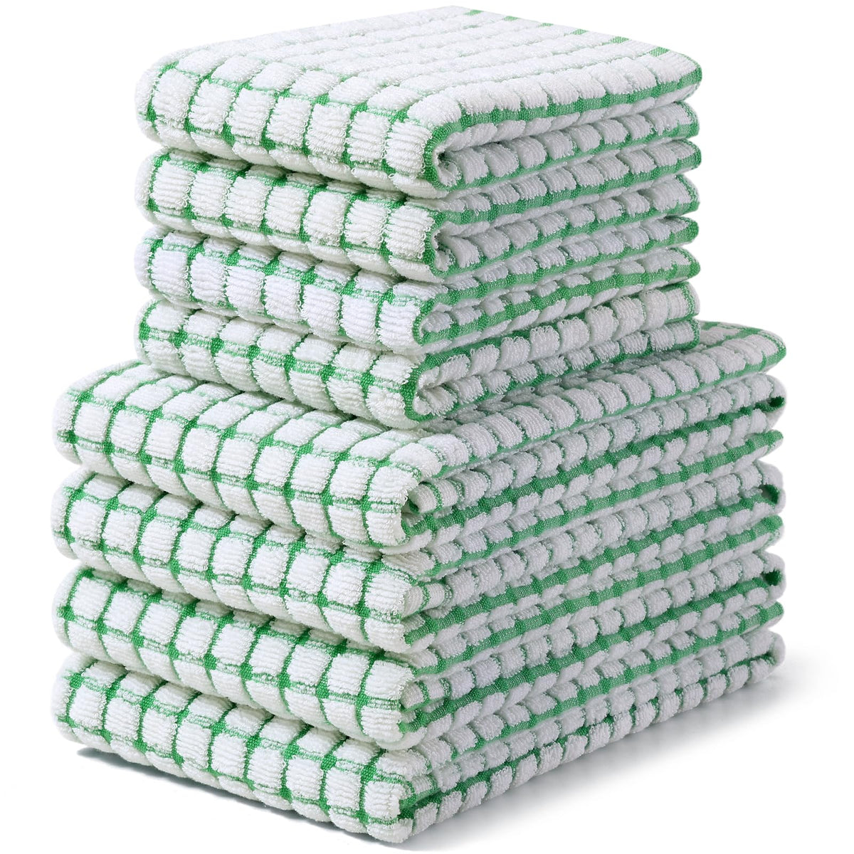 Homaxy Kitchen Towels and Dishcloths Set, Set of 8, Blue/Yellow/Red/Green