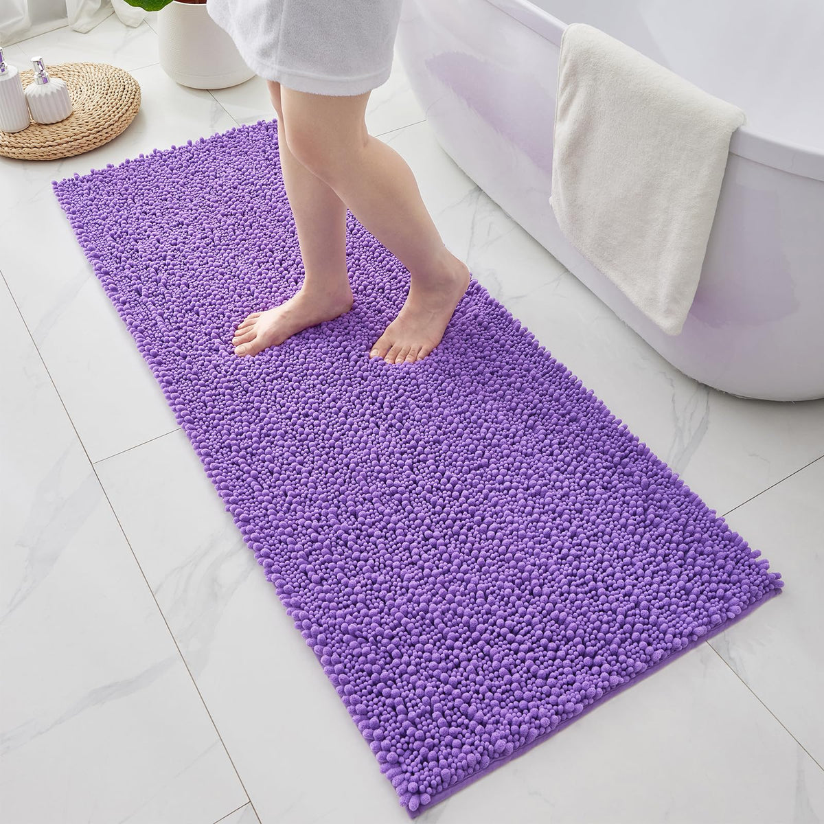 ILANGO Bathroom Rugs Dark Grey 32x20,Extra Soft Absorbent Chenille Bath Rugs,Thick Non-Slip Shaggy Bath Mat,Machine Washable Quick Dry Bath Mats for Bathroom Floor, Tub, Shower Accessories