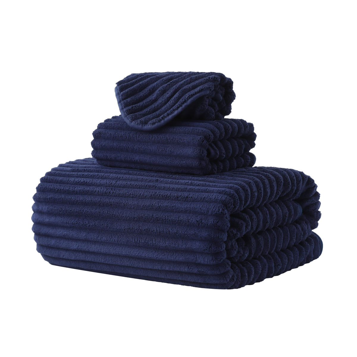 6 PC Bath Towel Set, 40"x80" Oversized Bath Sheets, Navy Blue