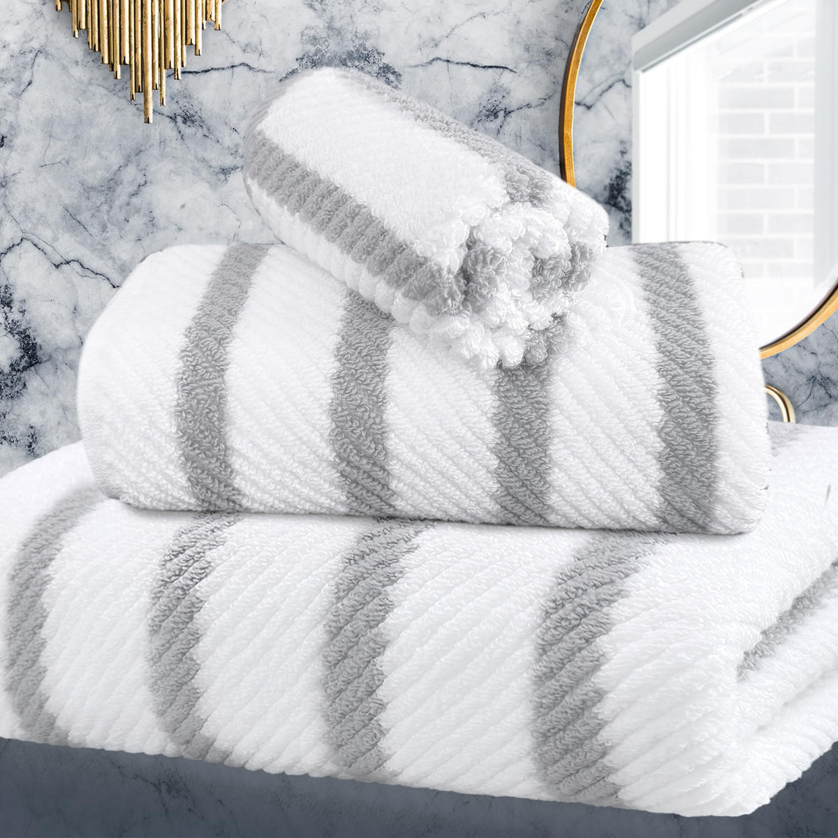 VOOVA & MOVAS 6PC Towel Set, 100% Cotton, Dark Grey