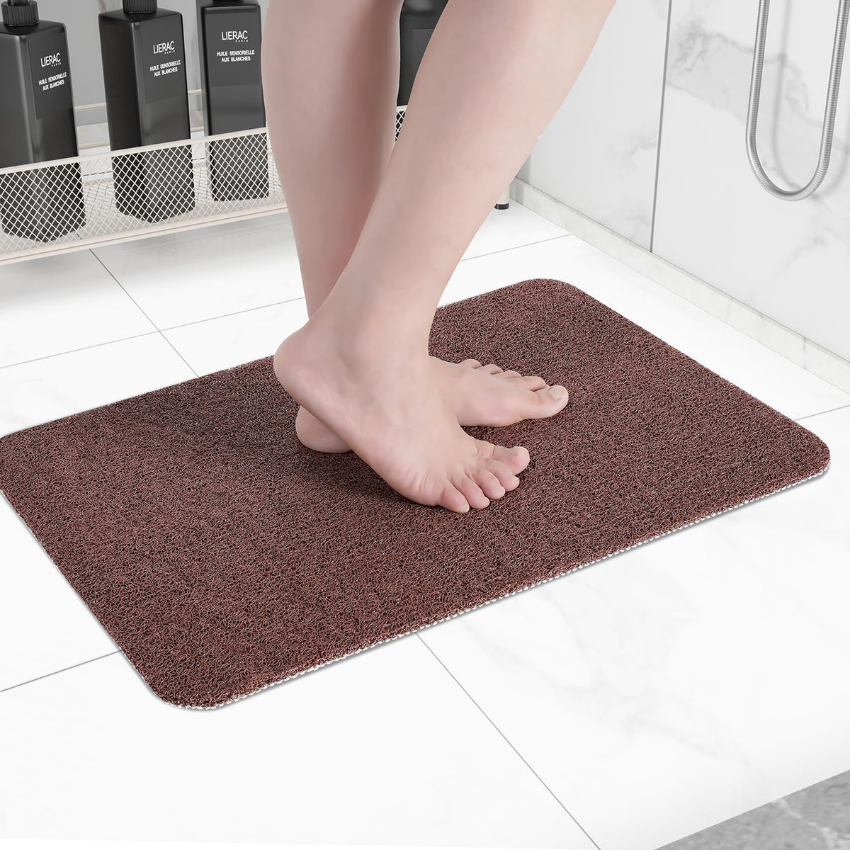 Hargiis Non Slip Bathtub Mat, Anti Slip Shower Mat, Fast Drying Bath Tub Mats, Foot Scrubber Mat, Anti Slip Mat for Tub, Floor, Bathroom, Home, Kitchen, Hotel (Grey 24"x16")