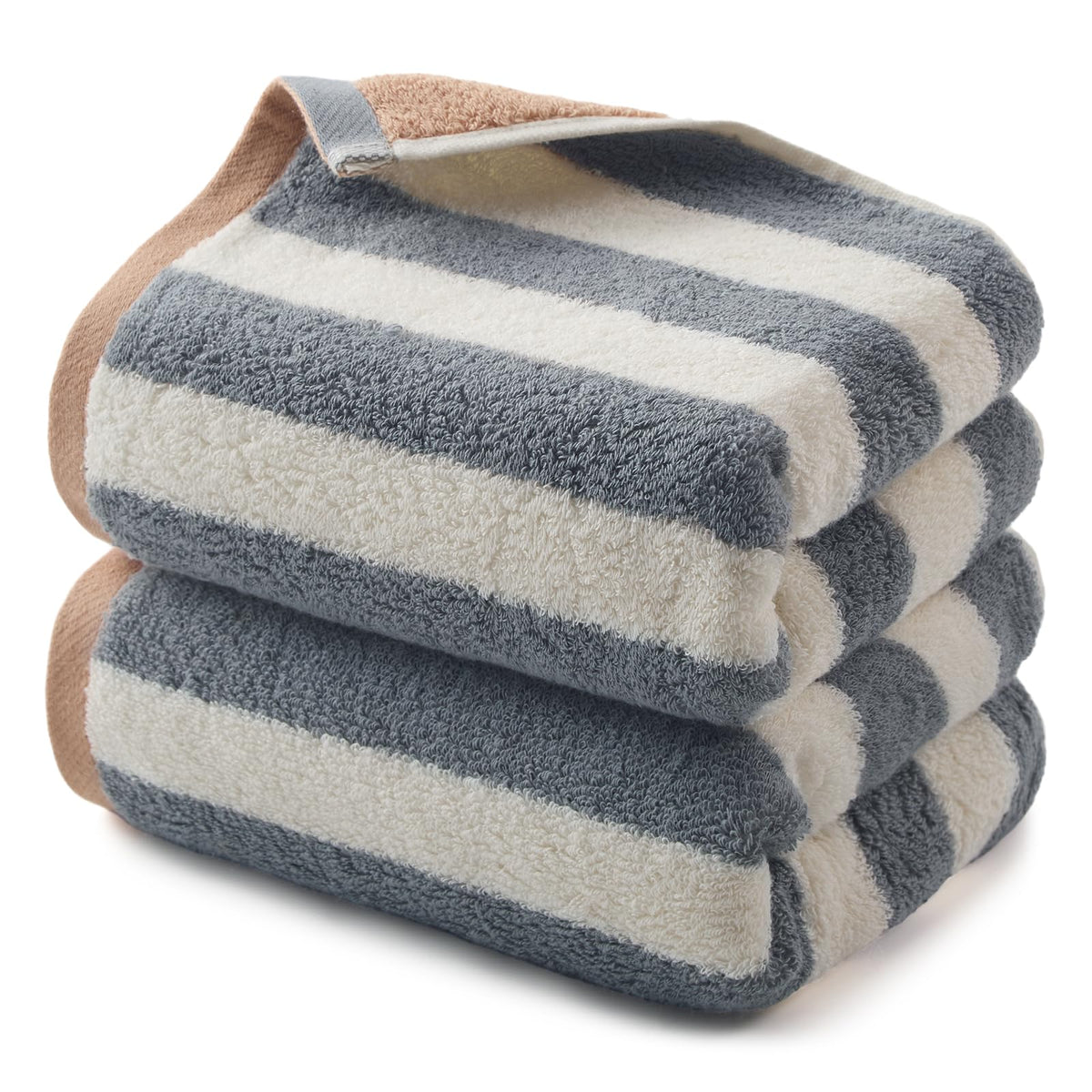 REDKISS Striped Hand Towels for Bathroom, Kitchen Decor, Guest Use, Kids & Adults, 100% Cotton, 12” x 28”, 2 Pack, Green